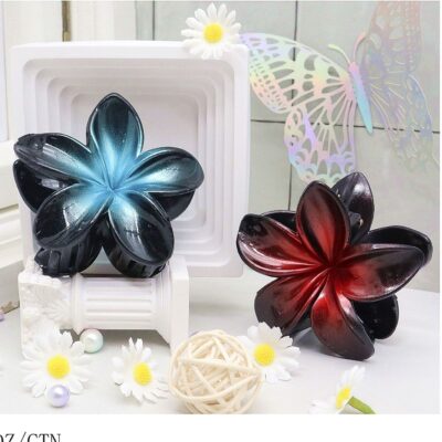12pk Deep Color Lei Plumeria Hair Claw Headpiece