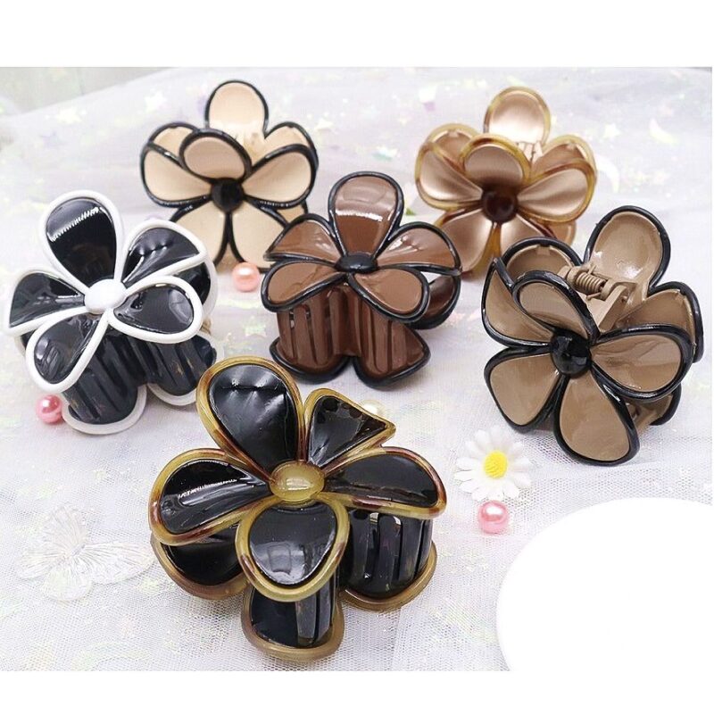 12pk Dark Color Lei Plumeria Chic Hair Claw Headpiece