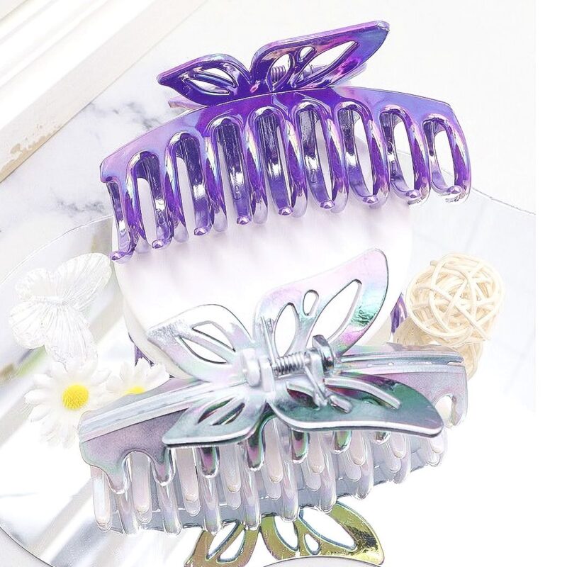 12pk Elegant Wide Curved Butterfly Handle Hair Claw