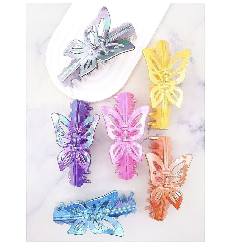 12pk Elegant Wide Curved Butterfly Handle Hair Claw