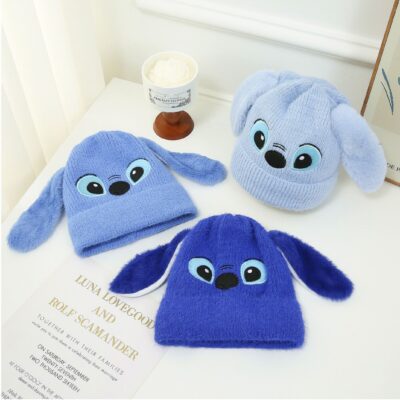 12pk Long Ear Puppy Face Beanie Cozy Warm Kids Hats