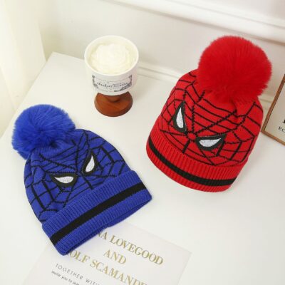 12pk Super Hero Spider Pompom Beanie Cozy Warm Kids