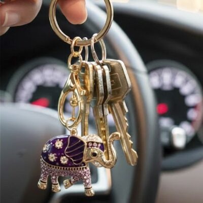 12pk Elephant Rhinestone Key Chain Bag Charm