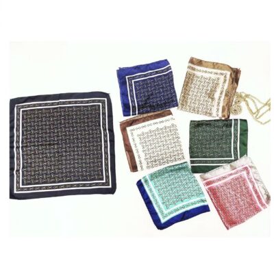12pk Chain Pattern Silky Feel Satin Square Bandanas