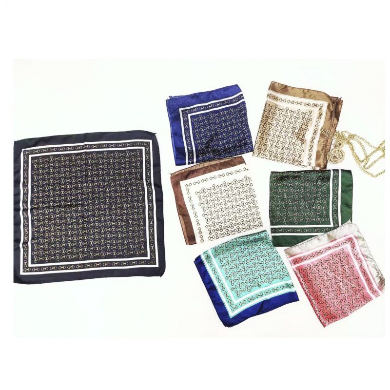 12pk Chain Pattern Silky Feel Satin Square Bandanas