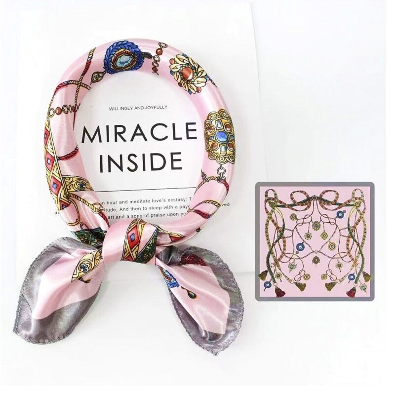 12pk Silky Harness Chain Floral Tassel Scarf Bandana