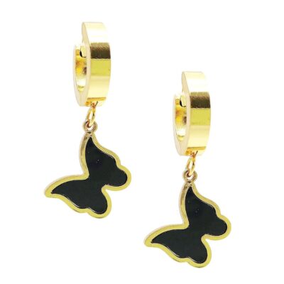 Bold Butterfly Dangle mini Hoop Earrings Stainless Steel