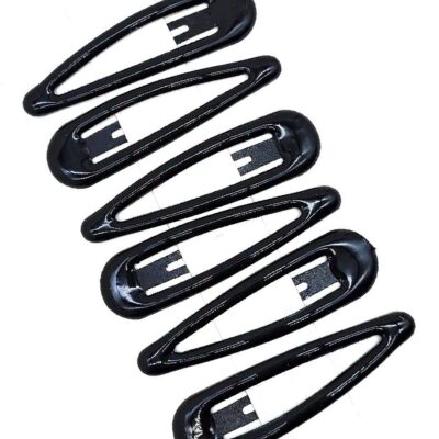 12pk Basic Glossy Black Metal Snap Hair Clip