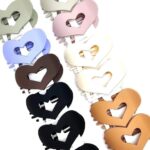 H1574-1 12pk Heart Matt Color Hair Open Barrette Clip