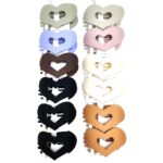 H1574 12pk Heart Matt Color Hair Open Barrette Clip