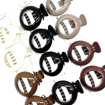 12pk Round Gloosy Hair Open Barrette Clip