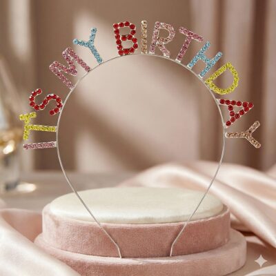 ITS MY BIRTHDAY Bling Rhinestone Headband Multi Color