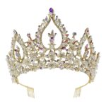 Standout Torchlight Crystal Pageant Tiara Exquisite Bride Prom – Gold-AB