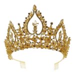 Standout Torchlight Crystal Pageant Tiara Exquisite Bride Prom – Gold-Gold