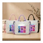HUN-01 Kpop Girls Graphic Mini Crossbody Canvas Tote Strap