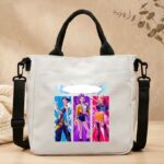 HUN-01BK Kpop Girls Graphic Mini Crossbody Canvas Tote Strap