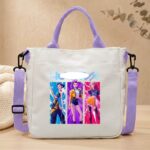 HUN-01LV Kpop Girls Graphic Mini Crossbody Canvas Tote Strap