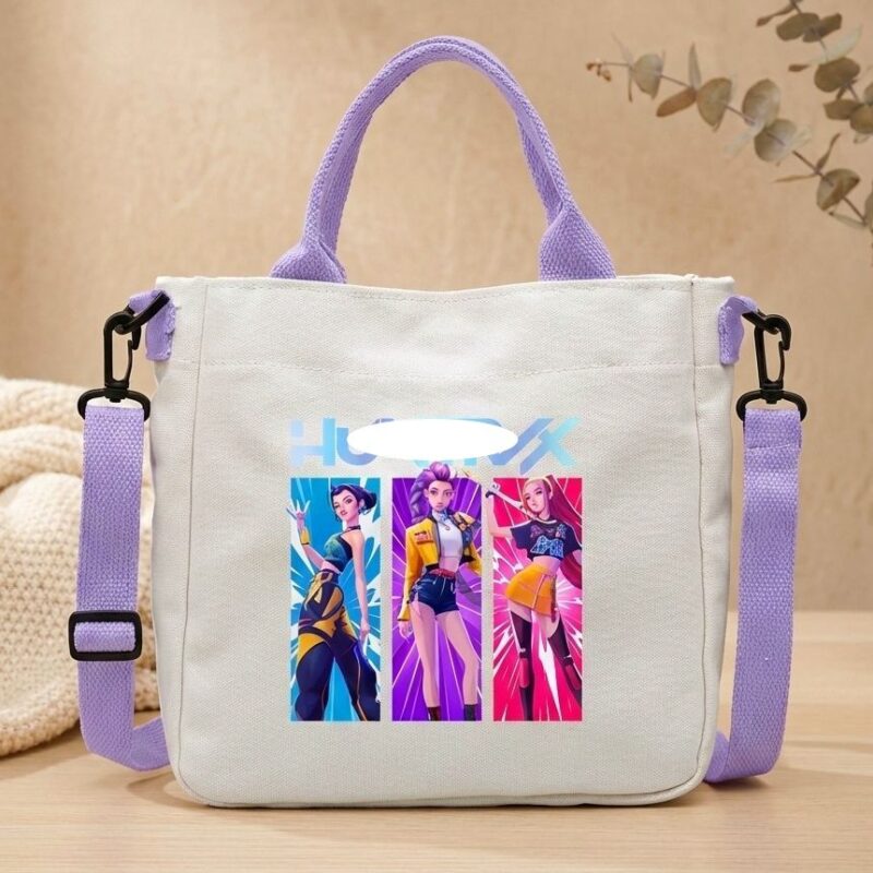 Kpop Girls Graphic Mini Crossbody Canvas Tote Strap