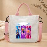HUN-01PK Kpop Girls Graphic Mini Crossbody Canvas Tote Strap