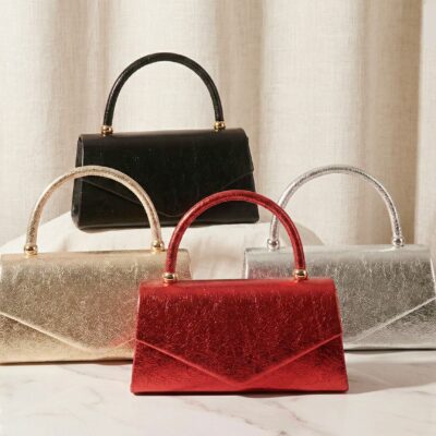 Metallic Glitter Mini Handbag Top Handle Triangle