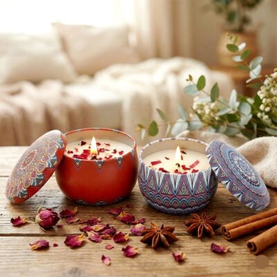 Bohemian Mandala Scented Candle Gift Set Petals