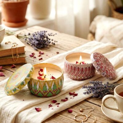 Bohemian Mandala Scented Candle Gift Set Petals