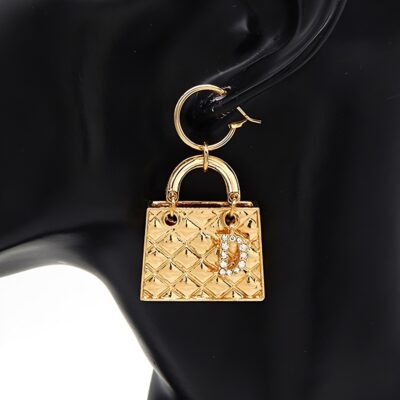 D Quilted Metal Handbag Earrigs