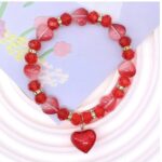 ABR1406 12pk Heart Beads Stretch Bracelet