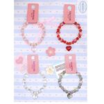 ABR1406-2 12pk Heart Beads Stretch Bracelet
