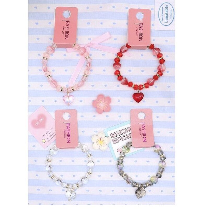 12pk Heart Beads Stretch Bracelet