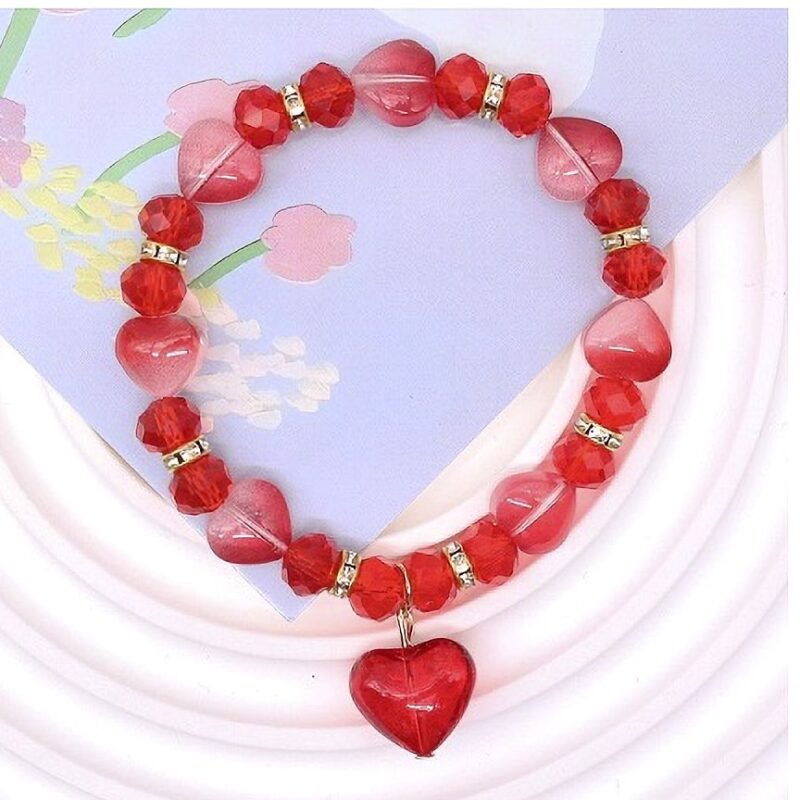 12pk Heart Beads Stretch Bracelet