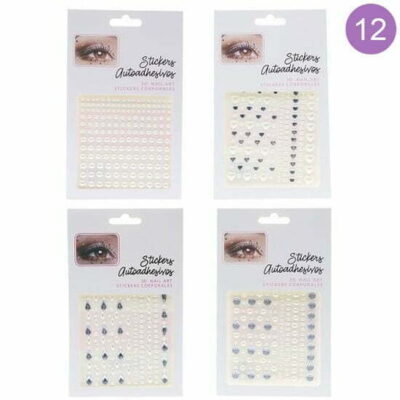 Dozen Rhinestones and Faux Pearls Tatoo Sticker