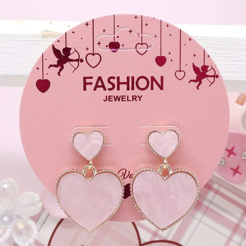 12pk Double Heart Dangle Earrings