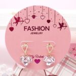 AER1872-1 12pk Crystal Heart Charm dangle Earrings