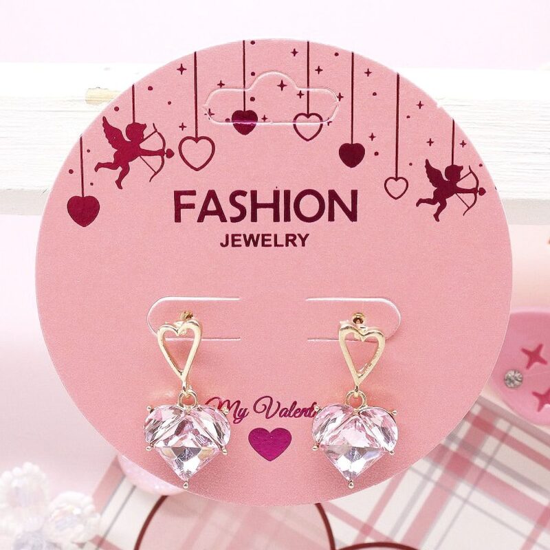 12pk Crystal Heart Charm dangle Earrings