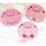AER1872 12pk Crystal Heart Charm dangle Earrings