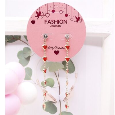 12pk Six Heart Dangle Long Earrings