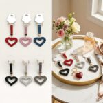 KC511-20-1 12pk Bling Rhinestone Heart Strap Key Chain Bag Charm
