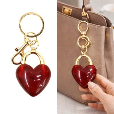 12pk Heart Enamel Lock Key Chain Bag Charm