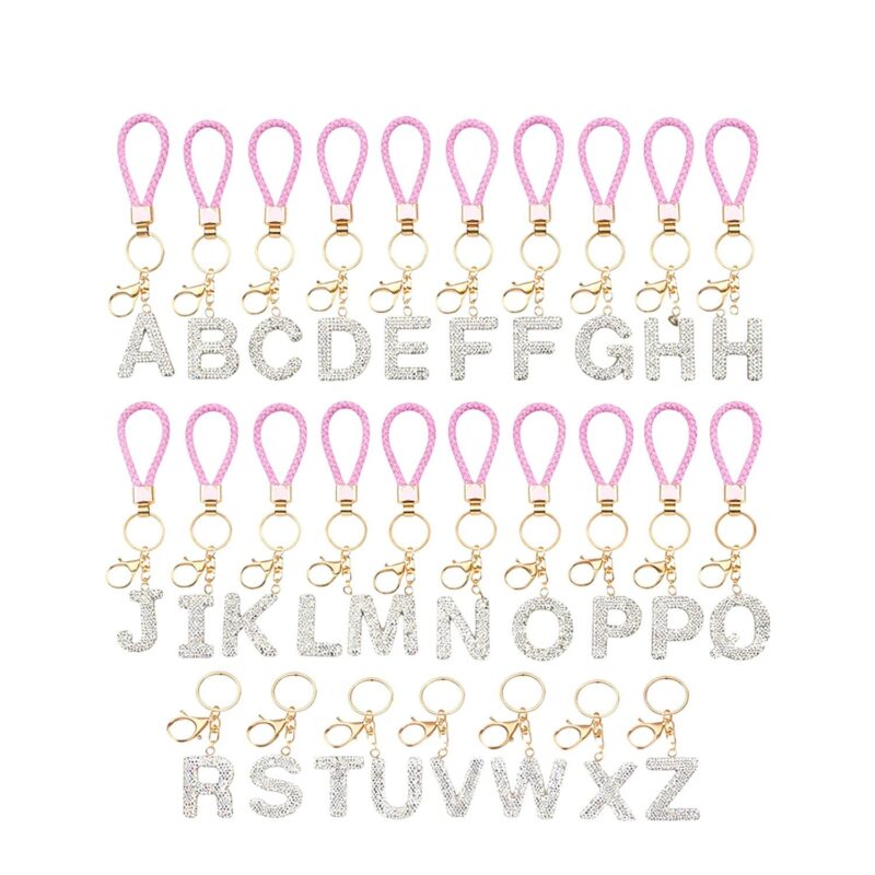 Bling Initial Alphabet Strap Key Chain Bag Charm