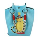 SS51118-2-a Turquoise Kitty Knit Bucket Bag with Wrist Strap