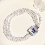 12pk Pearl Butterfly Charm Stretch Bracelets for Girls