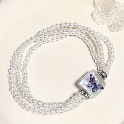 12pk Pearl Butterfly Charm Stretch Bracelets for Girls
