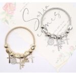 12pk Cross Jesus Charm Bangle Bracelet