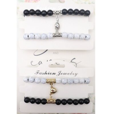12pk Friendship Heart Charm Bead Bracelet