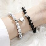 12pk Friendship Heart Charm Bead Bracelet