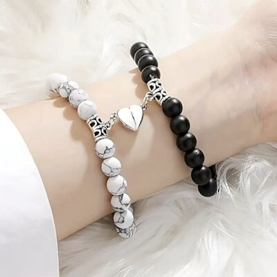 12pk Friendship Heart Charm Bead Bracelet