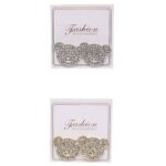 12pk Rhinestone Teddy Bear Face Stud Earrings