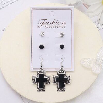 12pk Cross Dangle Earrings Stud Set