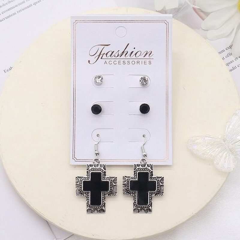 12pk Cross Dangle Earrings Stud Set